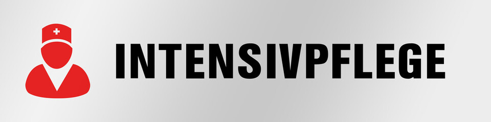 Banner oder Hintergrund mit INTENSIVPFLEGE und dem Symbol einer Krankenschwester