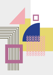 Vintage bauhaus memphis geometric colorful abstract design background