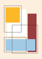 Vintage bauhaus memphis geometric colorful abstract design background