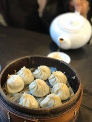 Chinese famous dumplings and traditional tea.
