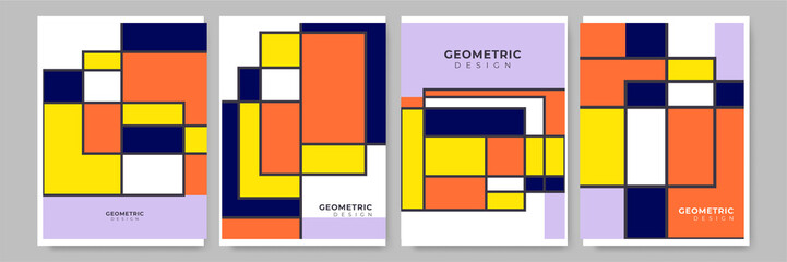 Modern abstract geometric poster cover. Minimal retro boho bauhaus composition shapes design. Colorful geometric background. Vector illustration.