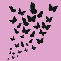 Fototapeta na wymiar seamless pattern with butterflies silhouette