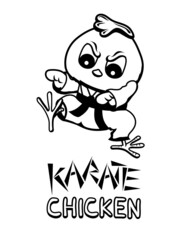 Cute cartoon style illustration of Karate Chicken character