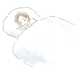 睡眠中の女性のイラスト画像　ライフスタイル
