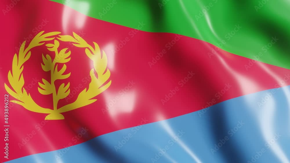 Aufkleber waving flag of eritrea african country. 3d render national flag in wind background. 4k realistic sea
