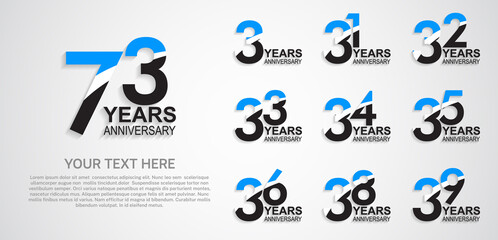 set anniversary logotype premium collection blue black color with swoosh on white background