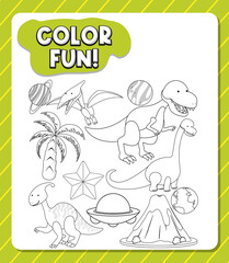 Worksheets template with color fun! text