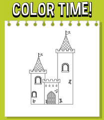 Worksheets template with color time! text and castel outline