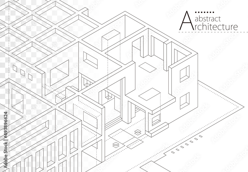 Aufkleber 3d illustration imagination architecture building construction perspective