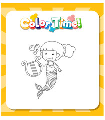 Worksheets template with color time text and Mermaid outline