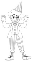 Clown black and white doodle character