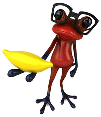Fun red frog - 3D Illustration
