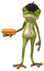 Fun french frog - 3D Illustration