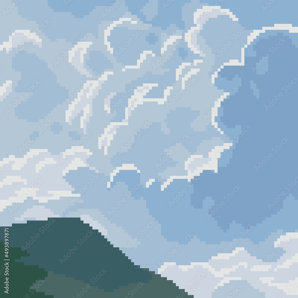 Wall mural pixel art complex cloud sky