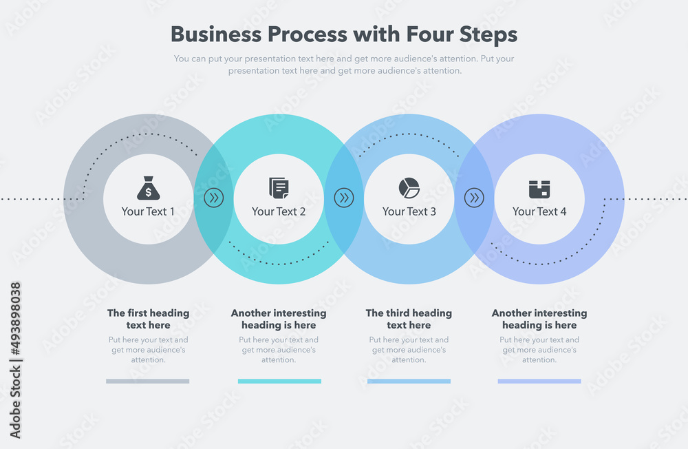 Aufkleber Modern business process template with four steps. Easy to use for your website or presentation.