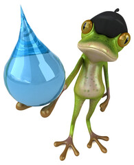 Fun french frog - 3D Illustration