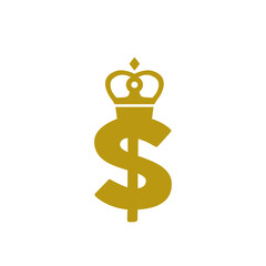 Money King Logo Icon. Dollar with crown icon isolated on white background