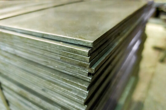 Cold rolled steel sheets stack corner, close-up