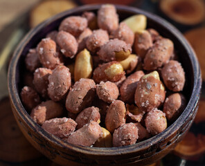 bowl of peanuts roasted with salt