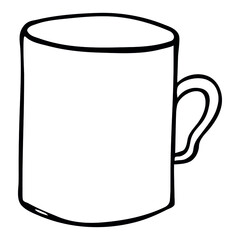 Cute cup of tea or coffee illustration isolated on a white background. Simple mug clipart. Cozy home doodle. 