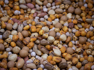 Natural background made from different kinds of nuts.