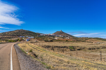 Landscape view to Feria Castle Hill, Extremadura, Spain