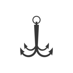 Anchor vector icon. Nautica boat symbol pirate symbol. Nautical maritime simple illustration graphic. Stock vector illustration isolated on white background.