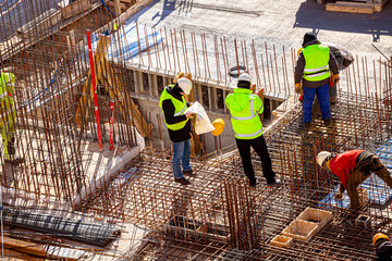 Workers on the construction site