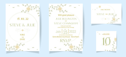 Set of wedding templates and invitation card in rustic style