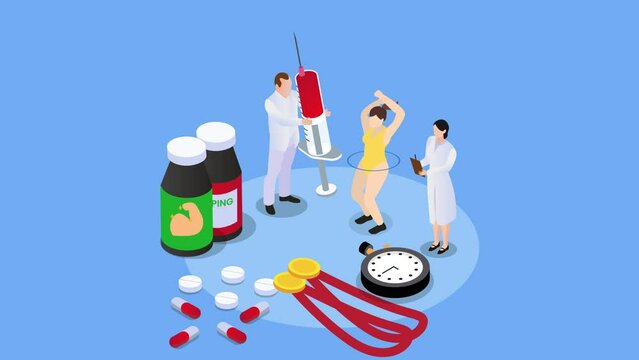 Doctors doing doping test for gymnastics athlete
