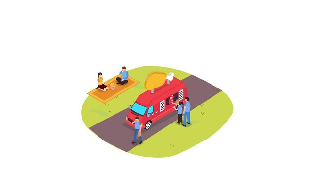 Food truck selling fried chicken at park