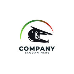 Racing bicycle helmet logo design, stylish event season racer. Cyclist, vector.
