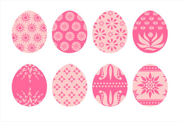 Set of cute Easter eggs. Isolated Easter eggs spring holiday. Vector illustration of beautiful Easter Egg