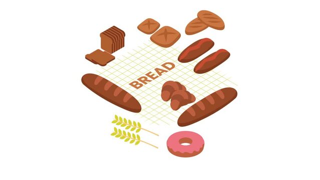 Variety fresh breads with white background