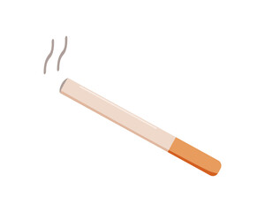 Cigarette with smoke doodle icon, vector illustration of a smoking cigarette on a white background.