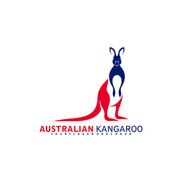 australian kangaroo logo vector illustration abstract design