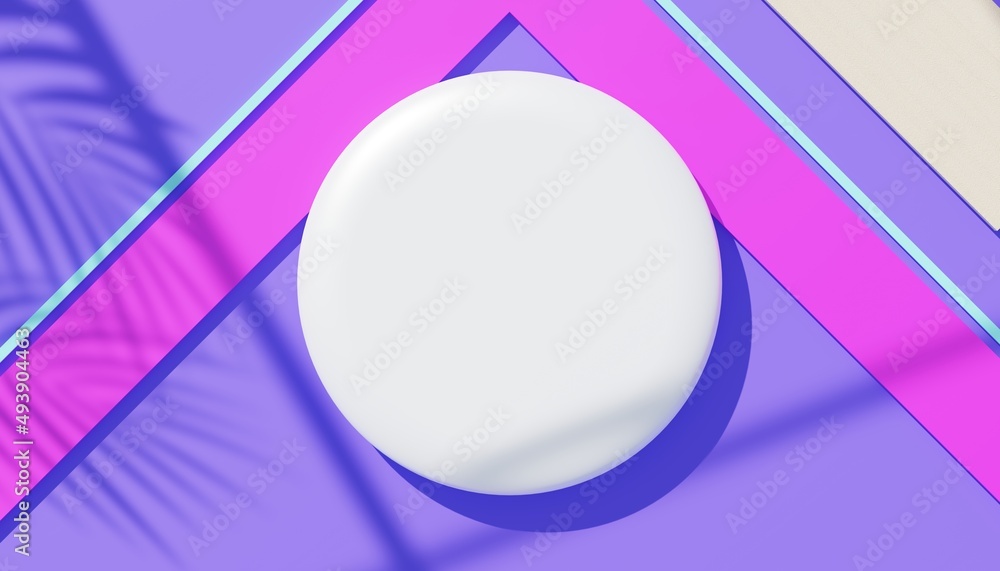 Aufkleber 3d render top view of white blank cylinder frame for mock up and display products with shadows of pa