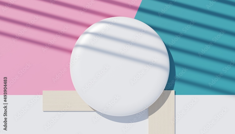 Aufkleber 3d render top view of white blank cylinder frame for mock up and display products with shadows of pa