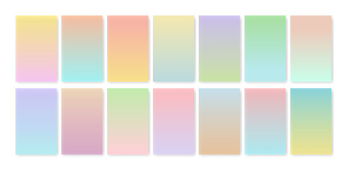 Abstract gradient colors background set. Colored graphic composition. Modern vector template for brochure, flyer, poster, cover, catalog, etc. 