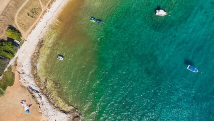 High aerial drone view of Adriatic sea scape at summertime seaso