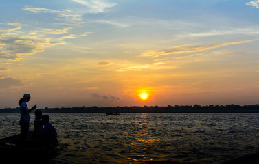 Fototapeta premium Morning view at holy ghats of Varanasi, India