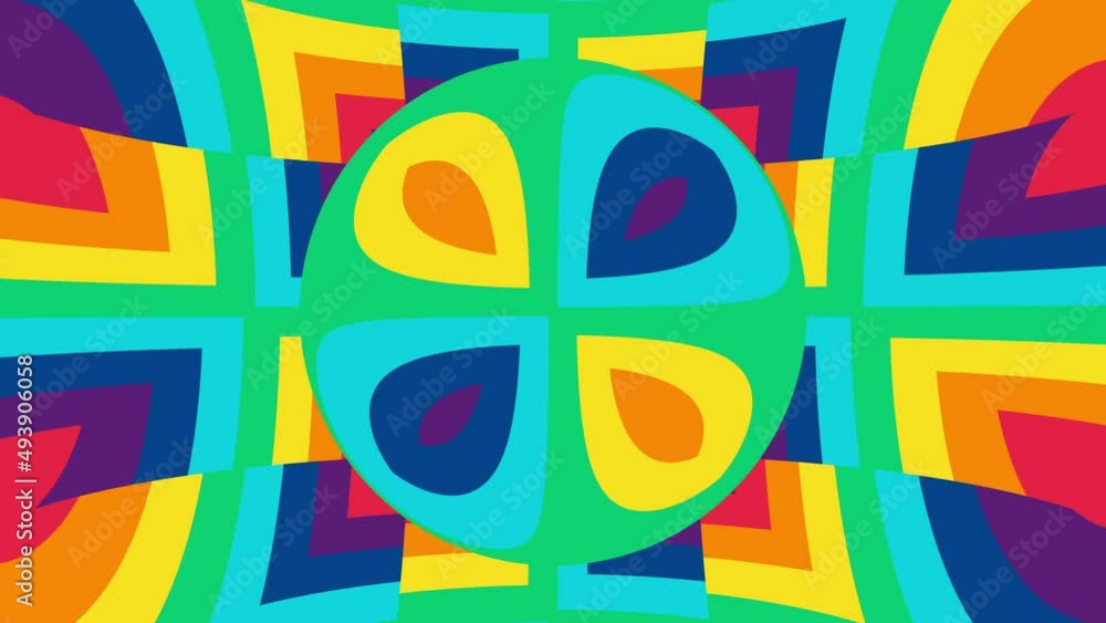 Poster abstract rainbow pattern with distorted stripes. seamless loop animation with rainbow lines