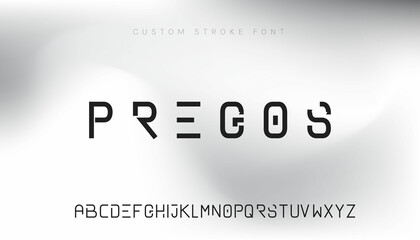 Pregos, custom stroke vector font editable basic strong modern uppercase alphabet.