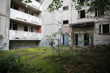 Fototapeta na wymiar Building in Pripyat Town, Chernobyl Exclusion Zone, Ukraine