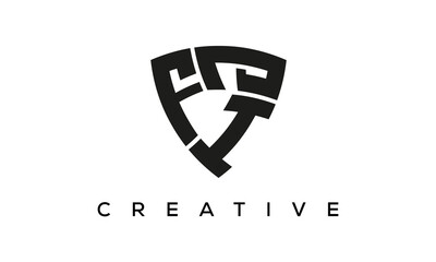 Shield letters FIJ creative logo