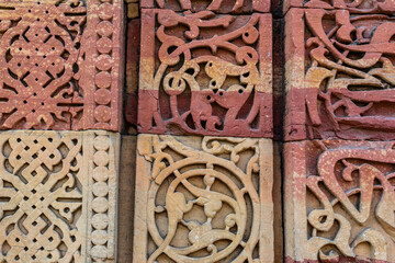 Decorative Pattern - Stone Carving In Qutub Minar, New Delhi, India
