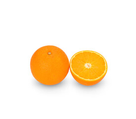 orange with half of orange isolated on white background