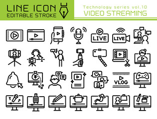 ラインアイコン　テクノロジーシリーズvol.10　動画配信
