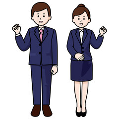 スーツで立つ男女