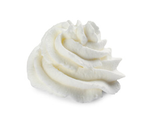 Delicious fresh whipped cream isolated on white